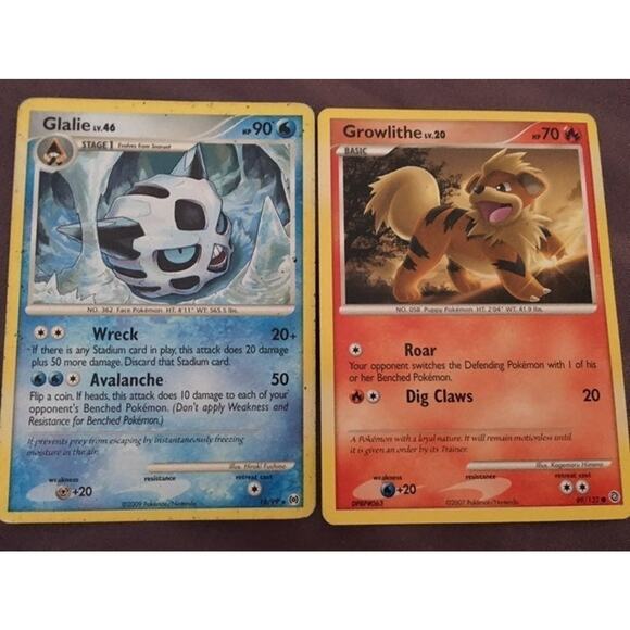 Glalie‎ And Growlithe Pokemon Cards - Picture 1 of 1